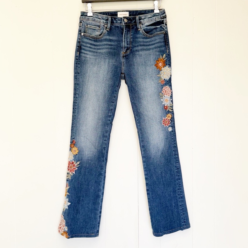 DRIFTWOOD Kelly Mid Rise Embroidered Bootcut Jeans Blue 27